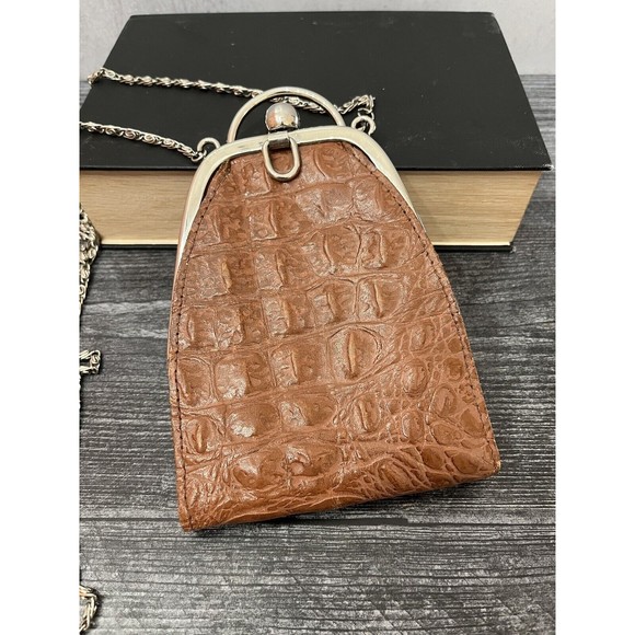 leather small vintage purse with Chain Made In Italy - Picture 1 of 4